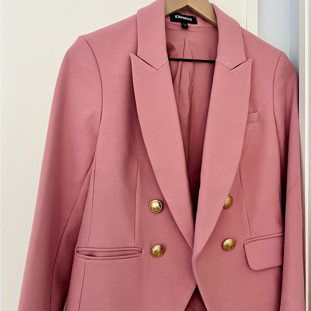 Express Dusty Rose Double-Breasted Blazer